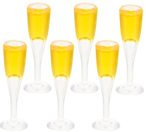 VANZACK 6 Stück Miniatur Champagnergläser Sektglas Miniatur Für Puppenhaus 1:12 Mini Sektgläser Deko Cocktailgläser Mini House Accessoires Für DIY Dekoration