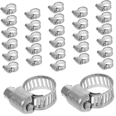 Veemoon 30pcs Stainless Steel Hose Clamp Assorted Worm-Drive Pipe Clamp Heavy Duty Adjustable for Plumbing Industrial Use