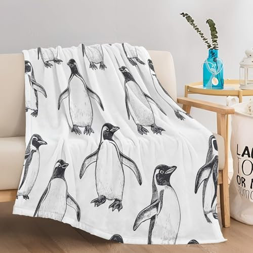 okoikfc Manta Sofa 180 x 220 cm Pingüino, Suave y Cálido Microfibra Cobijas Invierno Animal Mantas Franela para Cama y Sofá, 3D Manta Polar para Adultos y Niños Niña P834