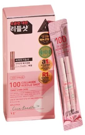 Serum Reedle Shot - Cica Reedle Shot Collagène 100, Soin Quotidien de la Peau, Formule Hyaluronique, 10 x 2 ml - Made in Korea