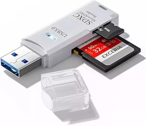 AYMBH 2-in-1 USB 3.0 SD Card Reader, High-Speed Micro SD/TF Adapter for PC, MacBook, iPad Pro – Plug & Play Dual Slot Memory Card Reader for SDXC/TF/SDHC, USB A & USB C, 5Gbps Transfer Speed