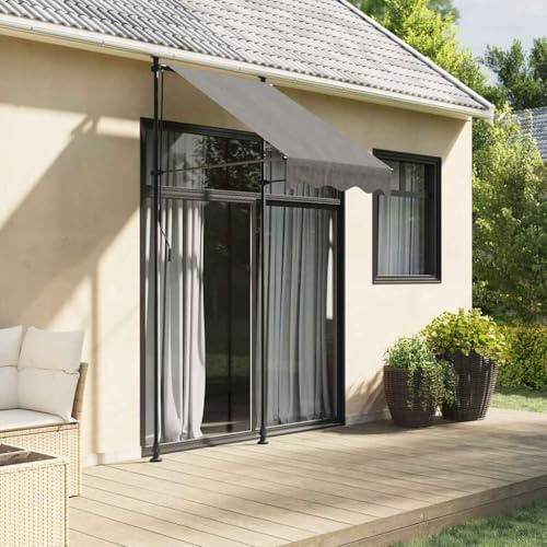 Mokuyary Tenda da sole retrattile, antracite, 100 x 150 cm, in tessuto e acciaio, resistente ai raggi UV, regolabile in altezza, impermeabile, protezione solare per balcone, terrazza, giardino