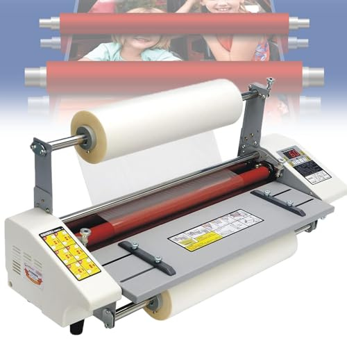 Plastificadora Guillotina Máquina Laminadora Laminadoras 0.3-3m/min Laminado en caliente automático 0-180℃ Ajustable, 9 velocidades A2+ Laminación eléctrica Rollo de película Oficina Escuela