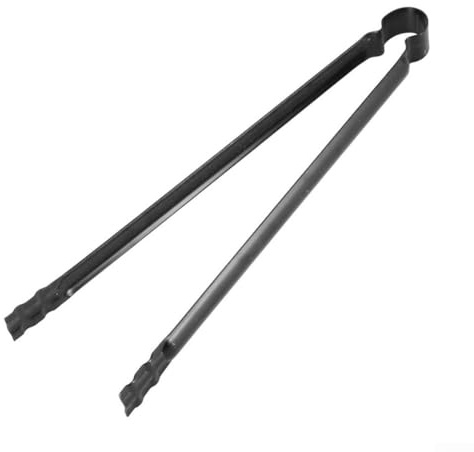 Zilimontt Pinzas de carbón multiusos de metal para barbacoa con mecanismo de bloqueo para asar y manejar leña, abrazadera de parrilla resistente de 28 cm para cocinar al aire libre