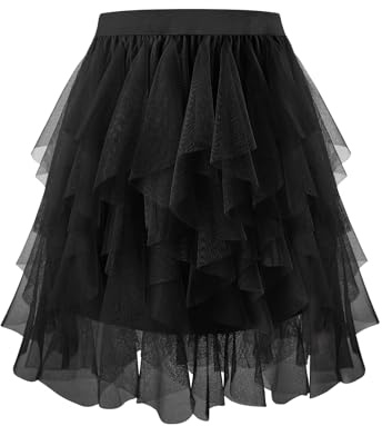 Bbonlinedress dam tyllkjolar mini tutu en linje nät lager kort festkjol, Svart, M