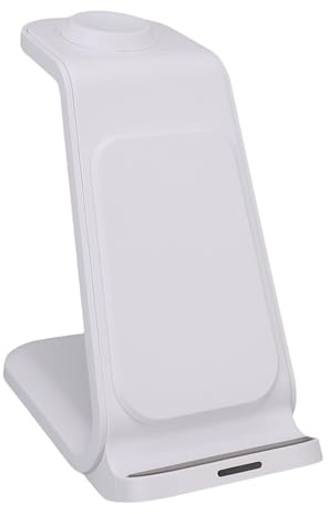 Jectse 3 in 1 Wireless Charging Station, 15W Fast Charger Stand Magnetic Wireless Charger for Smartphone, Watch, and Earbuds, Heat Dissipation Charger for Android (White)