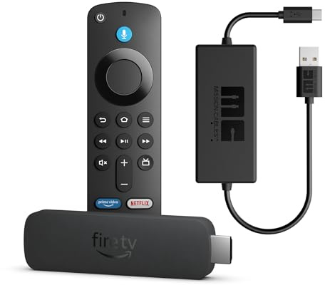 Amazon Fire TV Stick 4K Plus, mit Unterstützung für Wi-Fi 6 sowie Streaming in Dolby Vision/Atmos und HDR10+ und Mission USB Stromkabel - Ladekabel - Power Kabel