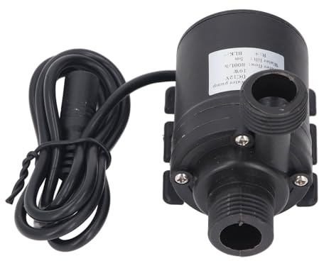 LiebeWH Pompe Submersible 200GPH 800L/H 5M, Pompe à Eau Silencieuse en ABS pour Fontaine, Bassin Hydroponique, Aquarium, DC12V avec Entrée et Sortie de 20 Mm