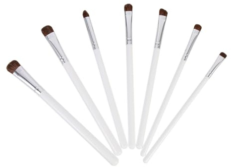 Genérico 7 Piezas Set de Brochas para Sombra de Ojos, Pinceles Profesionales de Pelo Sintético, Mango Plateado Claro, Portátil para Maquillaje de Mujer y Aplicación Precisa