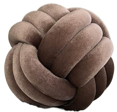 Knutkudde, handvävd 3-trådig knuten bollkudde Flerfärgad sammetskudde for burspråk(Brown)