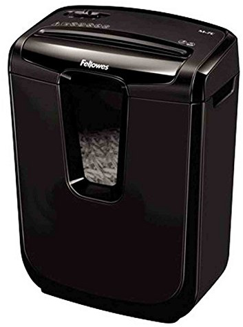 Fellowes Destructeur de Document M-7C, destructeur de Papier avec agrafes et Carte de crédit, Coupe croisée, Corbeille 14L, Capacité : 7 Feuilles, idéal pour la Maison, Noir, 4603101