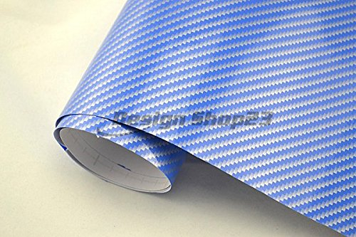 Neoxxim 5.39€/m2 2D Carbon Folie Auto Folie - BLAU 2D glanz - 500 x 127 cm blasenfrei selbstklebend flexibel Car Wrapping Folie Auto folieren
