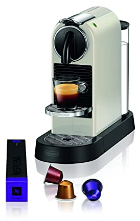 Nespresso De'Longhi EN167.W Citiz Kaffeekapselmaschine, Hochdruckpumpe und ideale Wärmeregelung ohne Aeroccino (Milchaufschäumer), Energiesparfunktion,1260W,37.4 x 11.9 x 25.5 cm, Creme-weiß
