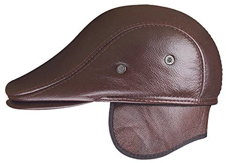 Insun Herren Earflap Cap Leder Fliegermützen Winter Mützen Mit Ohrenschutz Warm Kappe Braun mit Earflap XXL