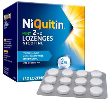 NiQuitin Mint 2 mg Lozenges - Effective Smoking Craving Relief - 132 Lozenges - Long-Lasting Effect - Reduce and Quit Smoking Aid