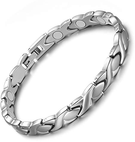 Jeracol Pulseras Magnéticas de Titanio Para Mujer, Para Artritis, Pulseras de Terapia Magnética de Titanio Puro Para Aliviar el Dolor, Pulsera Ajustable Con Herramienta de Extracción y Caja de Regalo