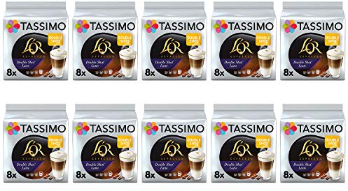 Tassimo L'OR Dosettes de café Latte Macchiato Double Shot - 10 paquets (80 boissons)