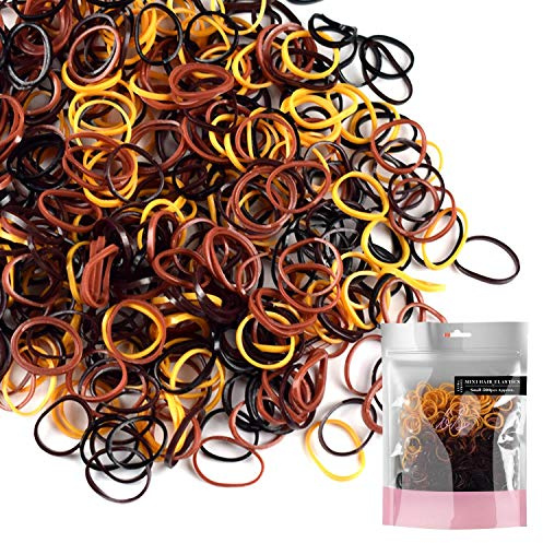 Basic Sense EXTRA STRONG Hair Rubber Elastics for Kids, Stretchy Braiding Bands for Girls, Small, 500 PCS, Brown Assort