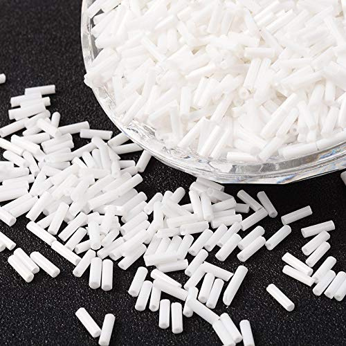 3 300 stycken glaspärlor 6 mm, glas bugle stiftpärlor, rör, rör, ätpinnar pärlor, roccailles, fröpärlor (ogenomskinlig vit)