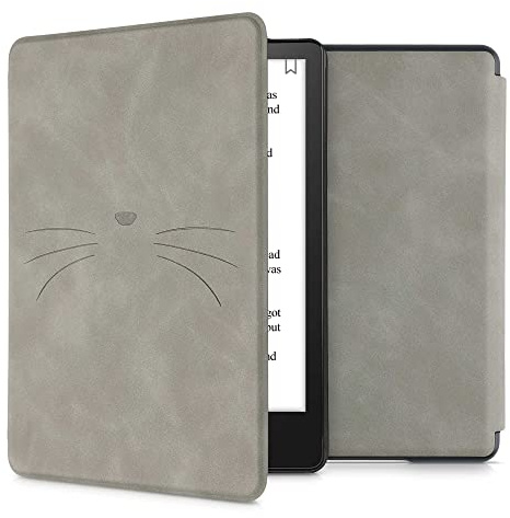 kwmobile Klapphülle kompatibel mit Amazon Kindle Paperwhite 11. Generation 2021 Hülle - Flipcase für Kindle Paperwhite Hülle aus Kunstleder - Katze MIAU