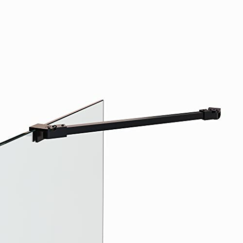 i-flair schwarze Eck-Haltestange für 6/8/10 mm Walk In Duschwände mit drehbarem 180° Gelenk - Stabilisator aus V2A Edelstahl Länge 48 cm für Glasduschen 24BM
