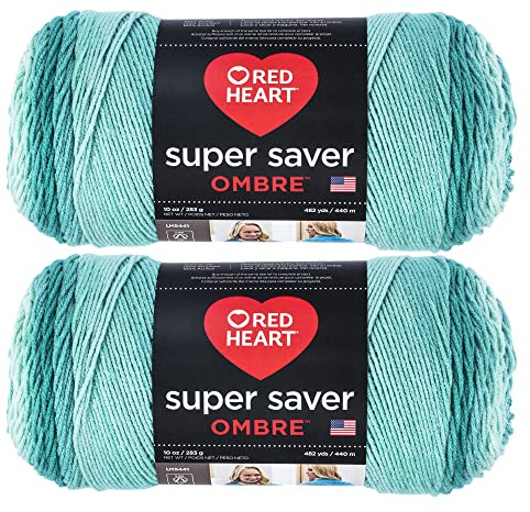 Red Heart Yarn, Acrylic, Spearmint Ombre, 2 Pack