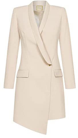 Swing Fashion Blanca | Beige | M Swing Moda Mujer Elegante Negocios Tubo Festivo Fiesta Coctel | Mini Noche | Vestido de Manga Larga | Cuello en V | Corto | Beis | 38