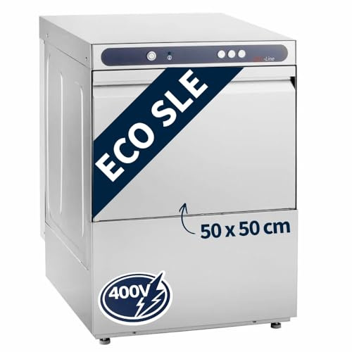 GastroHero Geschirrspülmaschine 50x50, 400 V, Edelstahl ECOLINE-GSM54SLE | 40 Körbe/Stunde, mit Enthärter & Ablaufpumpe, Reiniger- & Klarspüldosierer, Digital, Made in Europe, 320 mm Einschubhöhe