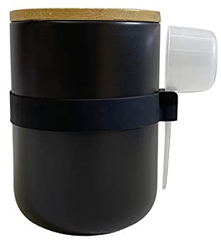 OnePine 800ml/27 oz Boîte de rangement cuisine avec couvercle et cuillère, boîte à biscuits en porcelaine, boîte céramique pour céréales, café, épices, thé, sucre, sel