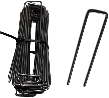 Ogrodzenia Wiklinowe (100 Stück) Erdanker aus Stahl Unverzinkt - 150 mm Lang, 30 mm Breit, Ø 4 mm - Bodenanker für Unkrautvlies, Kunstrasen, Garten - Erdnägel Heringe Stabil
