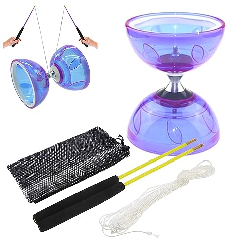 Diabolo-Set für Kinder und Anfänger - Zirkusspielzeug zum Jonglieren - 4 Stück mit Flexiblem, Weichem Kunststoff-Diabolo, Beweglichen Lagern und Stock