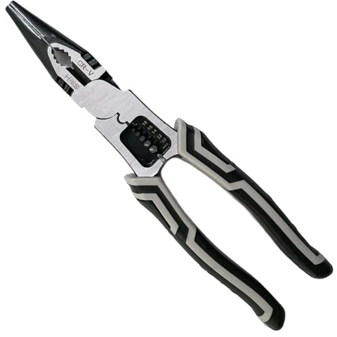 Hamind Needle Nose Pliers, 9 Inch Long Needle Nose Pliers with Wire Stripper and Crimper, Multipurpose Combination Pliers, 5-in-1 Needle Nose for Bending, Crimping, Stripping, Twisting Cutting Wires