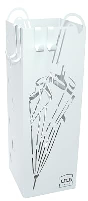 UNUS Regenschirmständer Regenschirme Wasserauffangschale 4 Haken 15,7x15,7x49cm weiß