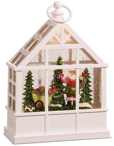 Raz Imports Garden Santa Lighted Water Greenhouse, 9.25-inch Height, Christmas Decor