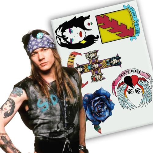 Yatatu - Axl Rose Temporäres Tattoo Set - Kostüm - Karneval - Halloween - Cosplay