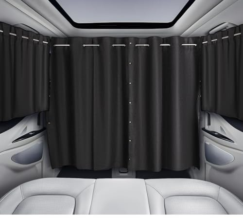 ZATOOTO 180 x 126 cm Auto Vorhang Innen, Sichtschutz Autofenster für Camper | 3 Stück, Mikrofaser-Wildleder, Stangenmontage, Magnetknöpfe, Abnehmbarer Trennvorhang, Gardinen Blickdicht, Sonnenschutz