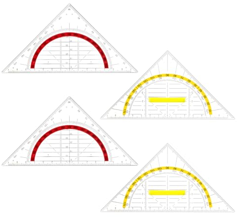 Vicloon Geodreieck, 4 Stück Geometrie Dreieck Lineal Set, Transparent Geodreieck mit Griff, 16cm Zeichendreieck Winkelmesser Set Plastik Geometriedreieck für Studenten Büro Designer Malerei Schule