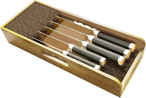 ArtBeek Universal-Messerhalter-Organizer-Set, Bambus-Messerblock, 38,1 cm, Messer-Schublade, Organizer mit flexiblen Trennwänden, 5 Schlitzen