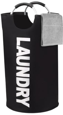 LiangYuanZen 90L Faltbar Wäschekorb, Wäschesammler Wäschetonne Stoff Wäschesack mit Griffe, für Wäschesortierer Aufbewahrungskorb Badezimmer Waschküche. (black)