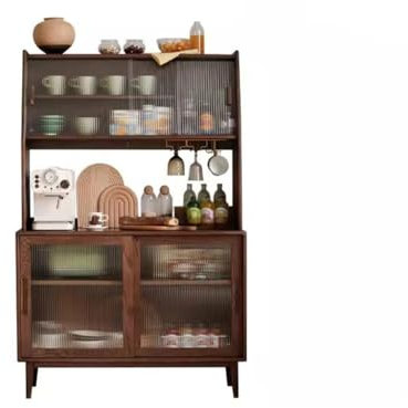 Buffet nordique moderne en noyer massif noir pour cuisine et salle à manger