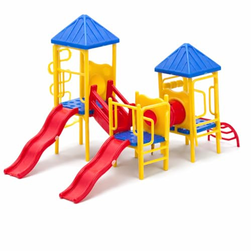 Garneck Miniature Dollhouse Playground Set with Slide Colorful Plastic Mini Size Playground for Dollhouse or Sand Table DIY Craft Home Decor Gift for Toddlers Kids Girls Boys Ages 3-8