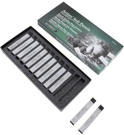 Malen mit Weichen Pastellkreiden, 12-teiliges Set mit Quadratischen Weichen Pastellkreiden, Praktisch Zum Mischen und Färben, Ideal für Kunstprojekte und Zeichnungen (BLACK)