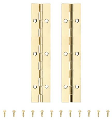 PATIKIL 6x1.2 Inch Piano Hinge,2 Pcs 304 Stainless Steel Continuous Hinge with Holes for Piano Gate Door Wooden Storage Box Cabinet Boat,Gold