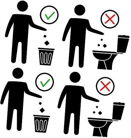 Alipis 2fogli Adesivi Per Wc Autoadesivi Cartelli Igienici Con Funzione Avviso Per Parete e Sedile Per Bagni Pubblici e Scuole Resistenti e Facili Da Applicare