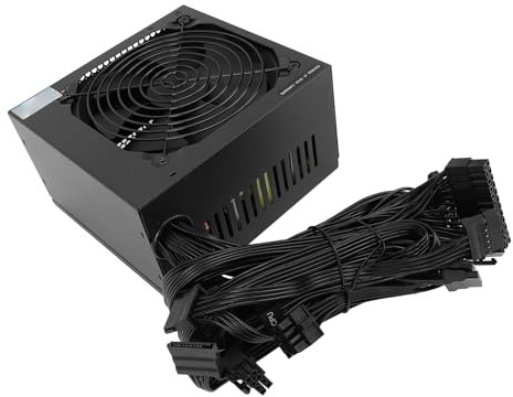 Fuente de Alimentación ATX 600W, 4+4pin X2CPU Fuente de Alimentación Modular con Ventilador de 12 Cm, Fuente de Alimentación de PC de 12V 6+2pin a 6+2pin Interfaz de Tarjeta