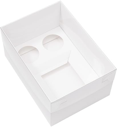The Baked Studio - Pack of 5 - Extra Deep Premium Bento Cake & Cupcake Boxes with Clear Lids (Bento + 2 Cupcake Holes)