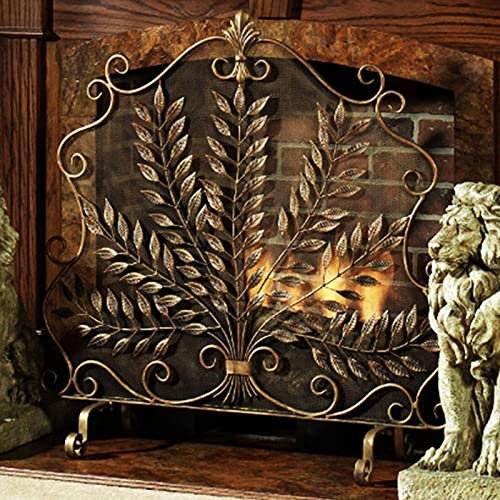 Protezione antincendio per camino, recinzione di sicurezza vintage a rete con foglie, protezione per riscaldatore a gas per interni ed esterni, decorazione/ornamentale