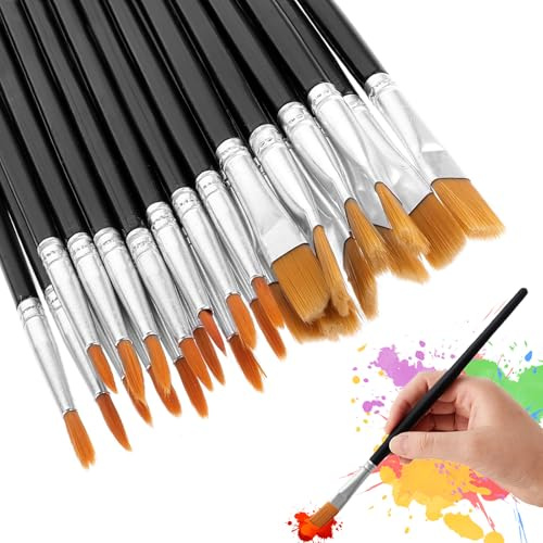 100 Pezzi Pennelli per Dipingere, Pennello per Dipingere Bambini Nylon Professionali Pennelli per Artisti e Amanti dei Dipinti (Nero)