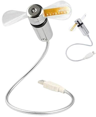 Ventilador USB De Sobremesa, Ventilador De Mesa Con Reloj Y Termómetro Integrado, Diseño Flotante de Cuello Flexible y Plegable con Luz Suave para Salón, , Tienda de Campaña, Viajes y Transporte