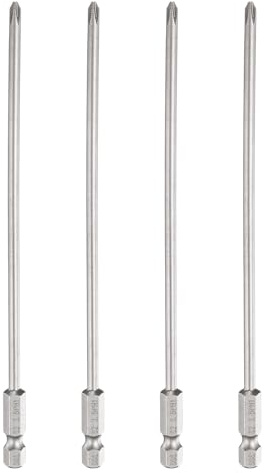 sourcing map 4pcs #1 Phillips Screwdriver Bit PH1 1/4 Hex Shank 6 (150mm) Long 3.5mm Rod Magnetic Cross Head Drill Bits S2 Steel Industrial Screw Driver Bit for Electric Power Tools, Gray